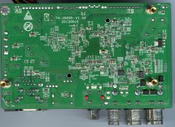 DVR T4-3520D-V1.02 Motherboard Image of a green DVR T4-3520D-V1.02 motherboard.