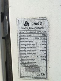 Klimatyzator kanałowy Chigo KFR 150W błąd E9 Klimatyzator kanałowy Chigo KFR 150W błąd E9