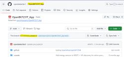 OpenBK7231T_App Repository View on GitHub Screenshot of the OpenBK7231T_App GitHub repository showing the main branch view.