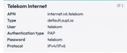 Ustawienia APN dla niemieckiej sieci Telekom.