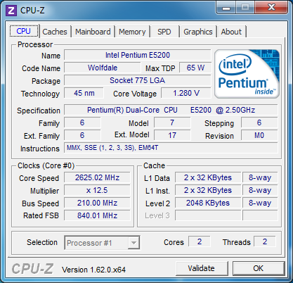 Coś nie tak przy podkręcaniu procesora (Intel Pentium Dual Core e5200)