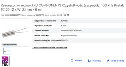 Rezonator kwarcowy TRU COMPONENTS 100 kHz, cylindryczny, 2.1 mm x 6 mm