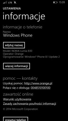 Nokia Lumia 830 - Windows Phone 8.1 brak możliwości konfiguracji APN mms