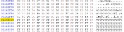 Screenshot showing hexadecimal and ASCII data from device memory.