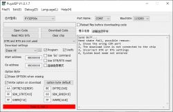 PuyaISP V1.0.1.7 Schnittstelle mit Verbindungsfehler.