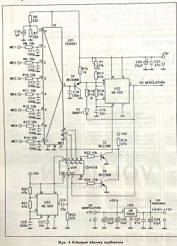 Schemat ideowy szyfratora z wykorzystaniem układów NE555, CD4011 i CD4051
