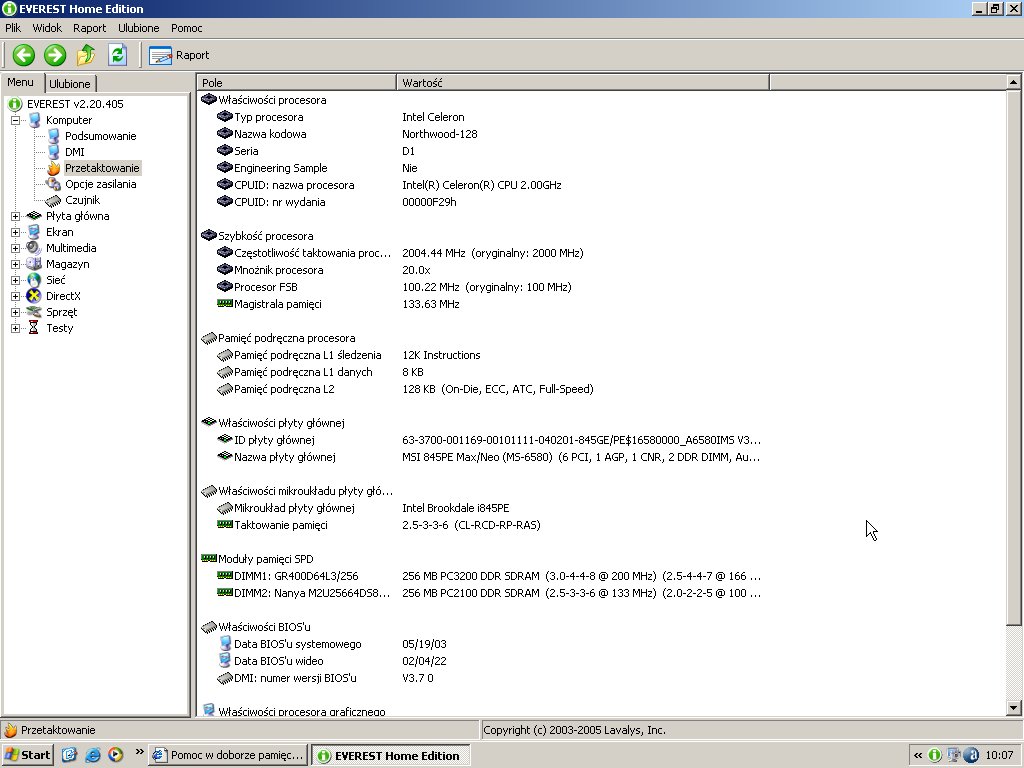Czy pamięci DDR PC3200 i PC2100 są odpowiednie dla Celeron 2.0GHz na MSI?