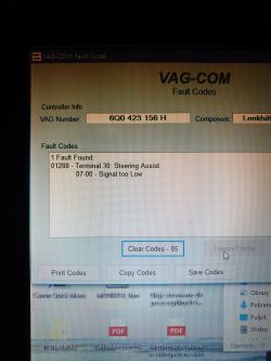 Skoda Fabia 1.4 mpi - Nie działa wspomaganie kierownicy(TRW)