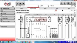 Schemat elektryczny Renault Clio II z 2007 roku z systemem Magneti Marelli 5NR.