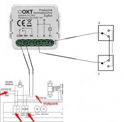 Wiring diagram for an OXT relay with stair switches.