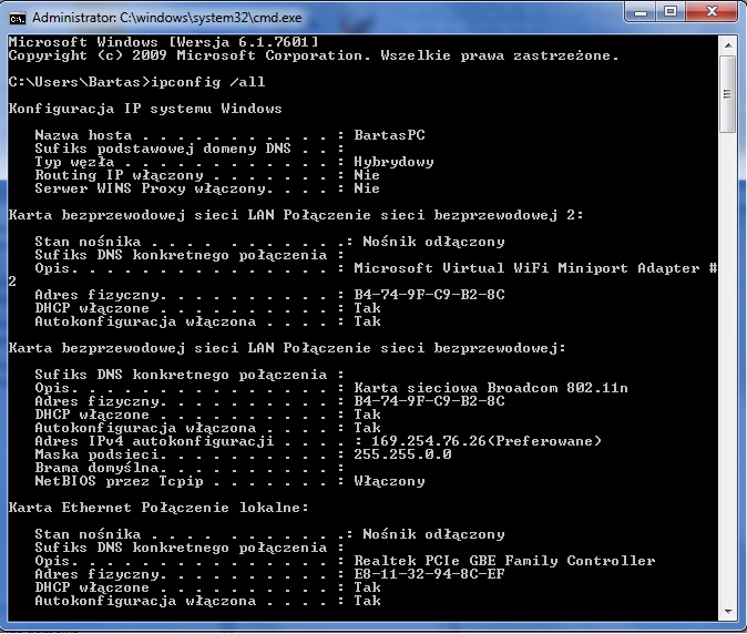 Brak dostępu do internetu w Windows 7 - sieć niezidentyfikowana, TP-Link, Livebox
