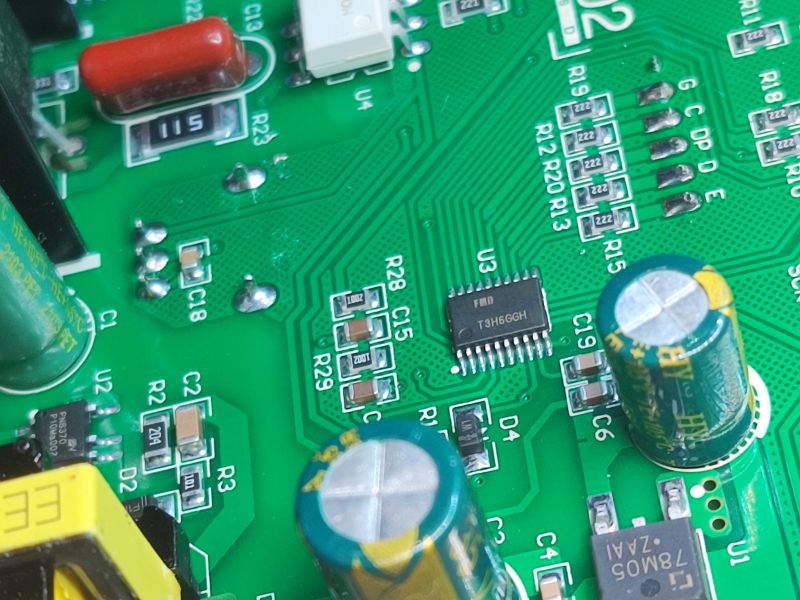 Printed Circuit Board with Electronic Components Close-up of electronic components on a printed circuit board