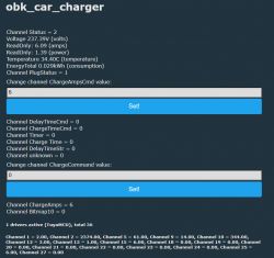 OpenBeken Interface for EV Charger OpenBeken user interface for EV car charger with channel values.