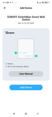 eWeLink app screen for adding SONOFF SwitchMan Smart Wall Switch device.
