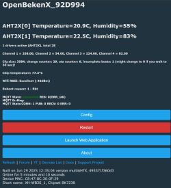 Connecting Two AHT2x Sensors to XH-WB3S (BK7238) with Multiple I2C Addresses