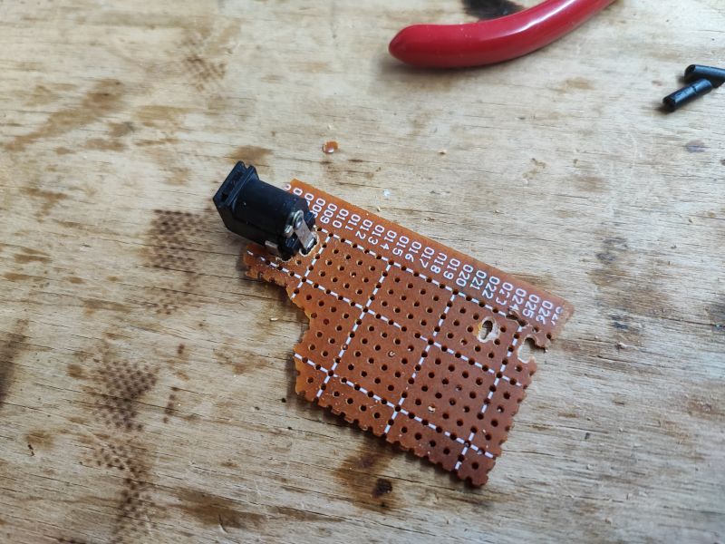 Prototype Board with DC Jack Prototype circuit board with mounted DC jack