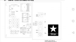 Diagramm der Steuerplatine für die Einheit CDM6-07 mit Komponentenmarkierungen.