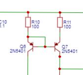 Wyświetlacz schematu elektrycznego z tranzystorami 2N5401