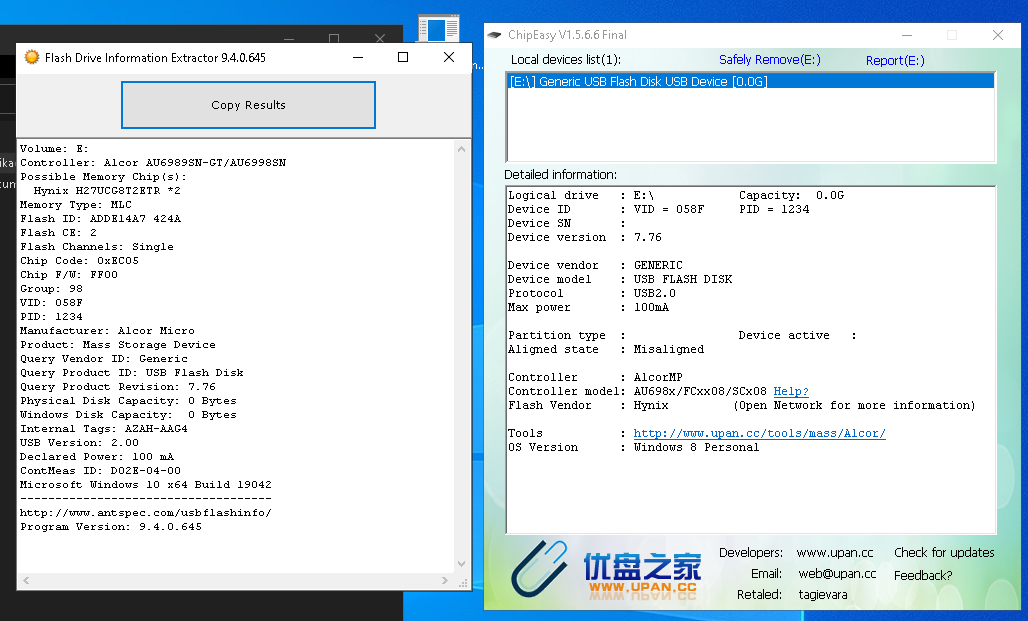 Zepsuty pendrive - nie wykrywa, dioda świeci, Alcor AU6989SN-GT, błąd ...