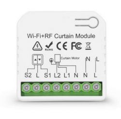 Wi-Fi + RF curtain module with eight terminals and labels.
