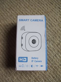 Battery-Powered IP Camera Box Box of a battery-powered HD IP camera labeled Smart Camera.