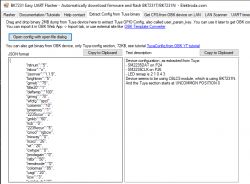 Screenshot of firmware programming tool showing JSON section and description.