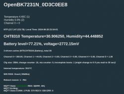 Screenshot of OpenBK7231N interface displaying various technical data.