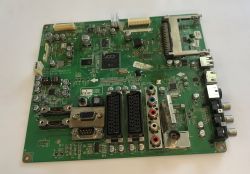 Zielona płyta główna elektroniki TV z portami HDMI, VGA, SCART, RCA, USB i gniazdem antenowym