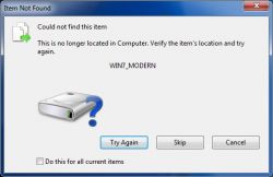 Komunikat o błędzie systemu Windows oznajmiający brak dostępu do pliku.