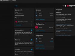 Configuration panel for PIR_TZ3000_TS0202 device in Zigbee Home Automation showing status and settings.