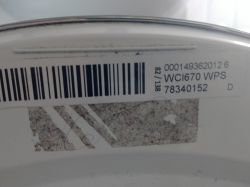 Etykieta z kodem kreskowym i numerem modelu pralki Miele WCI670 WPS