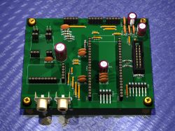 View of a single-sided PCB with various electronic components.
