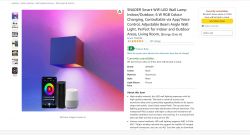 Amazon product page for SNADER Smart WiFi LED Lamp, currently unavailable.