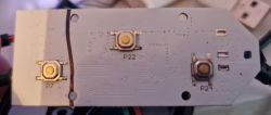 Circuit board with three buttons labeled P7, P22, and P24.