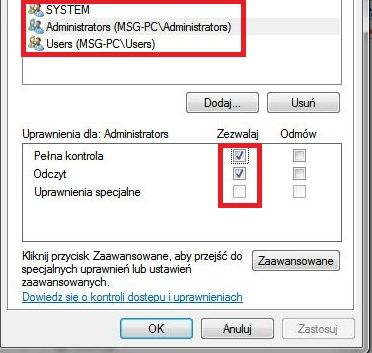 Windows 7 Ultimate - Błąd uprawnień w katalogach WindowsSearch