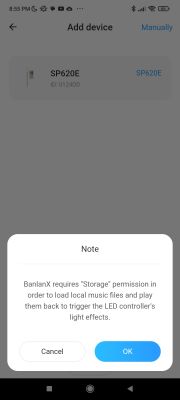 BanlanX App Storage Permissions Screen BanlanX app screen with a note about storage access permissions.
