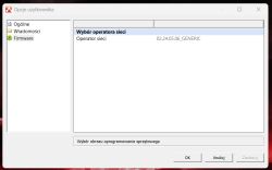Okno ustawień oprogramowania Skylight z zakładką Firmware i operator sieci GENERIC