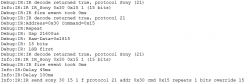 Screenshot of logs for decoding and sending IR commands using Sony protocol.