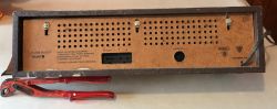 Back of the Unitra Sudety R-208 Radio Back of the Unitra Sudety R-208 radio with visible connectors.
