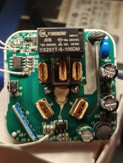 Interior of Electronic Component with Yongneng Module Close-up of the interior of an electronic component with wires and components.