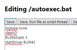 Editing autoexec.bat file with configuration commands.