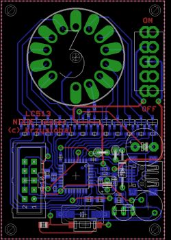 PCB Design for Nixie Tube Tester LC513 PCB design for a Nixie tube tester labeled LC513 with SMD components.