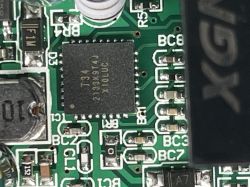 Close-up of a circuit board with microchips and electronic components.