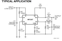 Schemat aplikacji typowej przetwornicy MP2307
