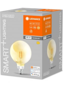 Packaging of the LEDVANCE Filament Globe 125 53 smart LED bulb.