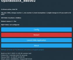 User interface of OpenBekenX displaying network configuration details.