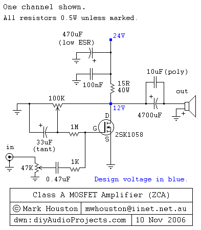 Wzmacniacz MOSFET Class A- typu single ended