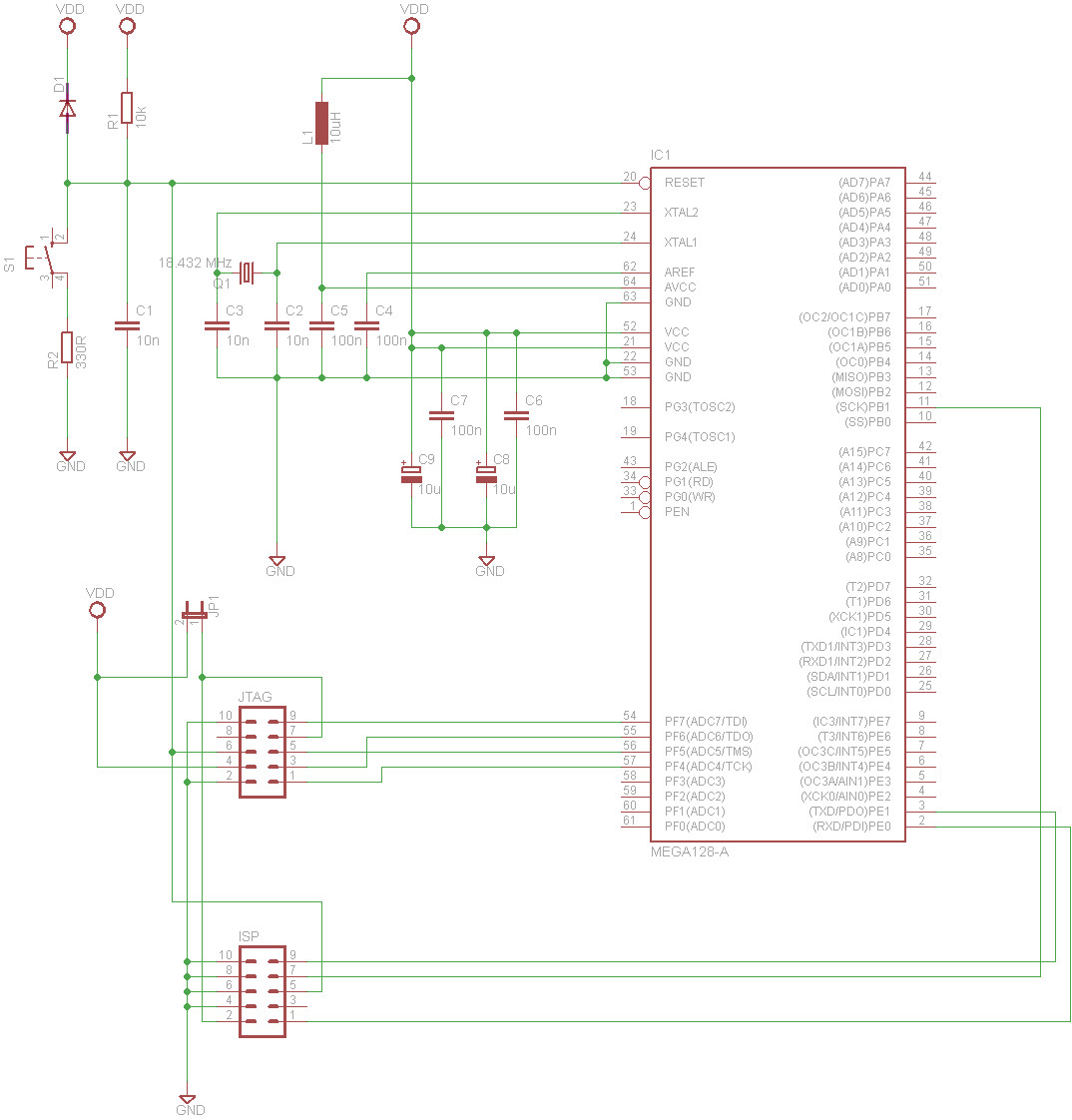 ATmega128A - płytka uniwersalna - prośba o sprawdzenie schematu