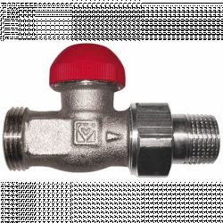 Radiator valve with a red knob