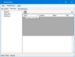 Zrzut ekranu z programu NbuExplorer z zaznaczoną ikoną Export messages.